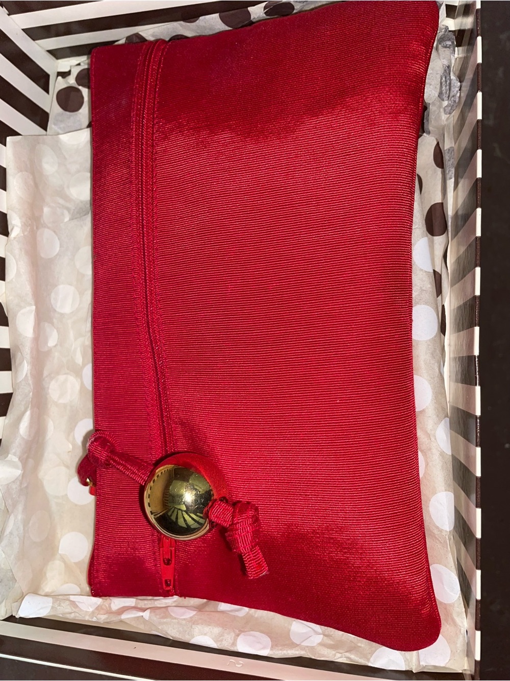 NIB vintage Henri Bendel cosmetic pouch/makeup bag & original striped box